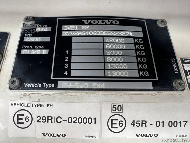 Abrollkipper Volvo FH540  8x4 E5 AHK Retarder Blatt Blatt