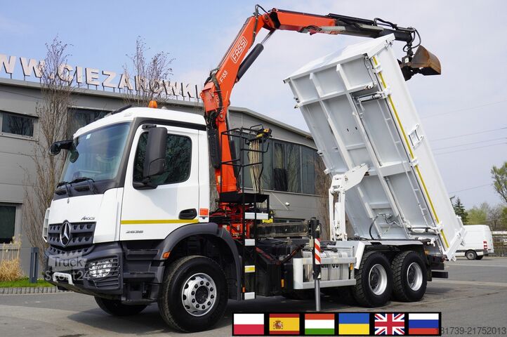 Trojstranný sklápač Mercedes-Benz Arocs 2636 / 6x4 / HDS Fassi / 3-Way Tip
