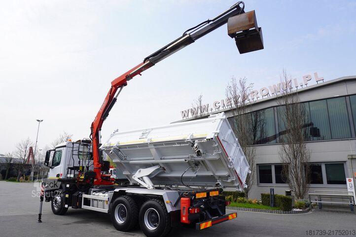 Trojstranný sklápač Mercedes-Benz Arocs 2636 / 6x4 / HDS Fassi / 3-Way Tip