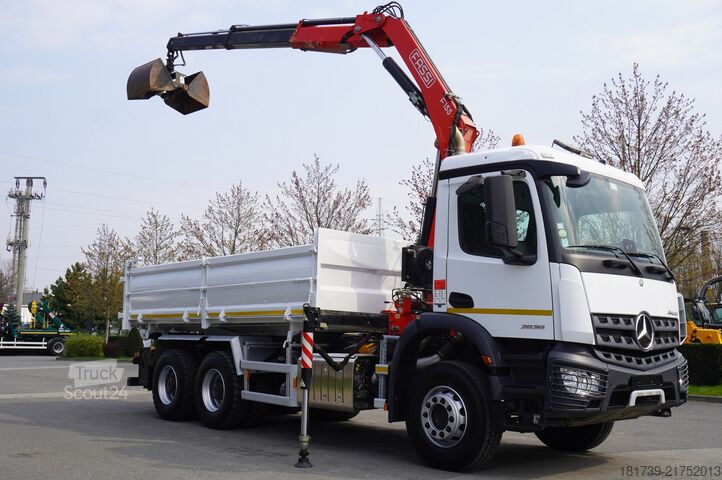 Trojstranný sklápač Mercedes-Benz Arocs 2636 / 6x4 / HDS Fassi / 3-Way Tip
