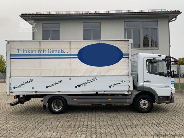 Autocamion transport băuturi MERCEDES-BENZ Atego 916 816L_ 5m kurz_ Klima_ Bordwände_ Türen