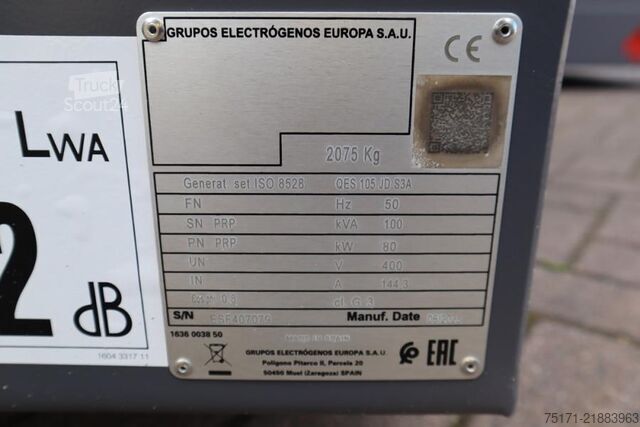 šķembas Atlas Copco QES 105 JD S3A ESF Valid inspection, Diesel, 105 k