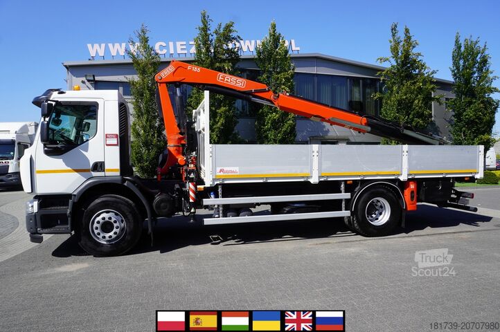 Flatbed with crane Renault C320 P4x2 E6 / Fassi 5.6 t / Range 8 m /