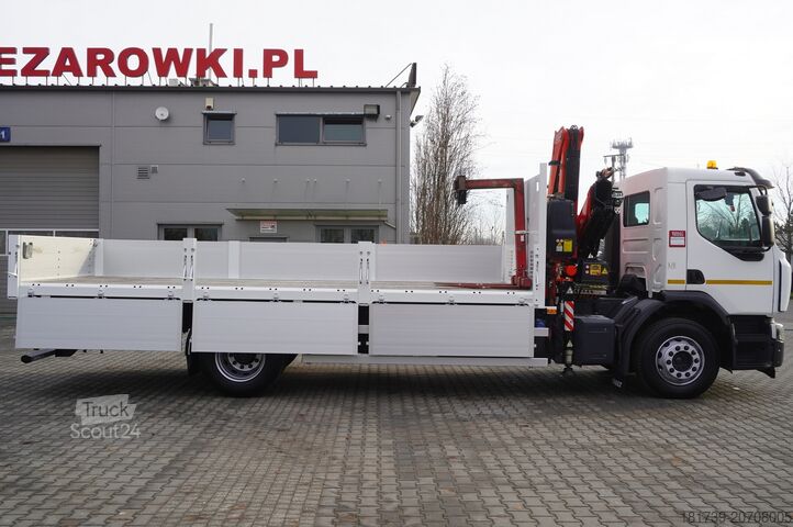 Flatbed truck with crane Renault C280 DTI 8 / FASSI crane 5.6T / range 8m