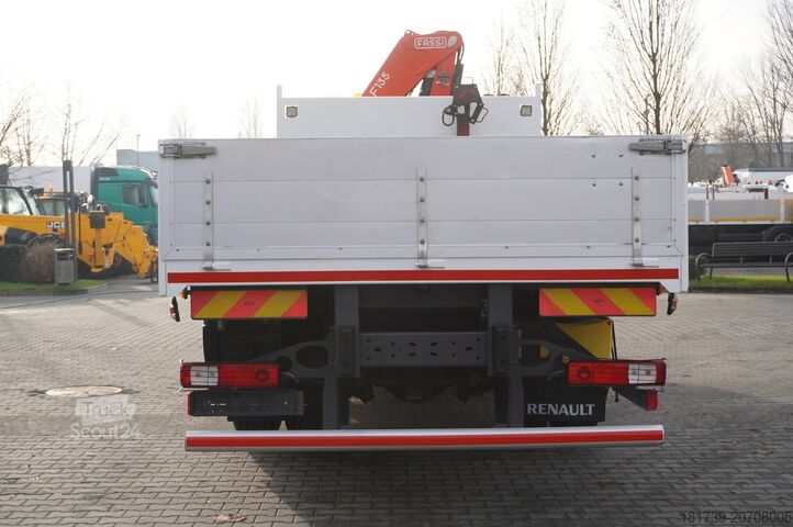 Flatbed truck with crane Renault C280 DTI 8 / FASSI crane 5.6T / range 8m