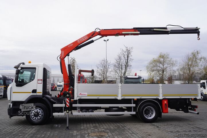 Flatbed truck with crane Renault C280 DTI 8 / FASSI crane 5.6T / range 8m
