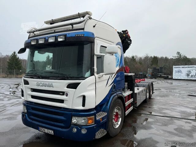 Innenlader Scania P420 6X2*4, Hooklift-truck with Crane, 2008