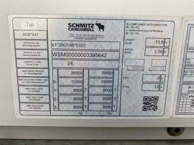 Drsne ponjave Schmitz Cargobull SCB*S3T/  Tautliner / XL / Palfinger Meeneemhef...
