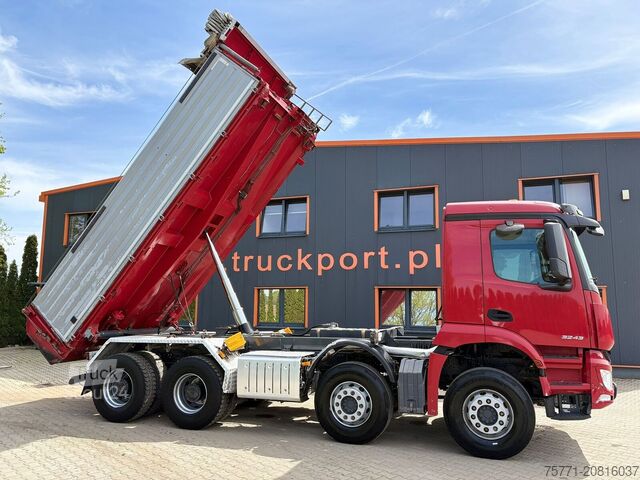 Basculantă Mercedes-Benz AROCS 3243 8x4 EURO6 WYWROTKA TRÓJSTRONNA Z BOR...
