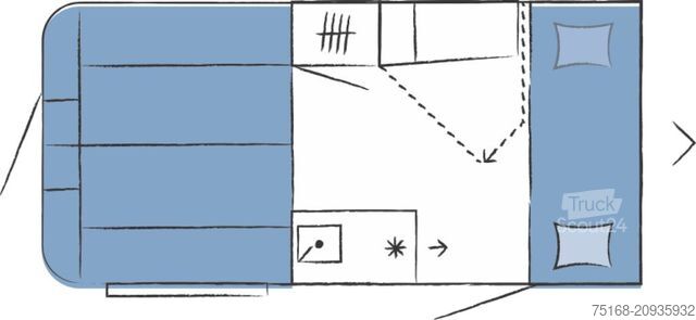 Husvagn HOBBY Beachy 420+ 1200 kg / E-Heizung / Toilettenraum