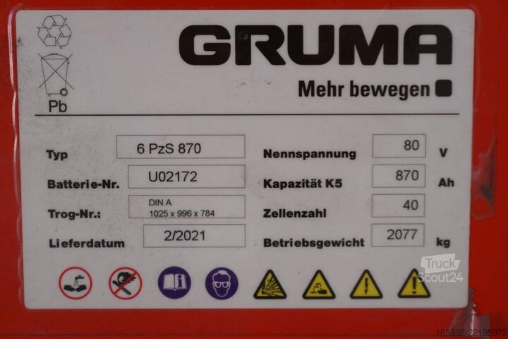 Batería de carretilla elevadora GRUMA 80 Volt 6 PzS 870 Ah