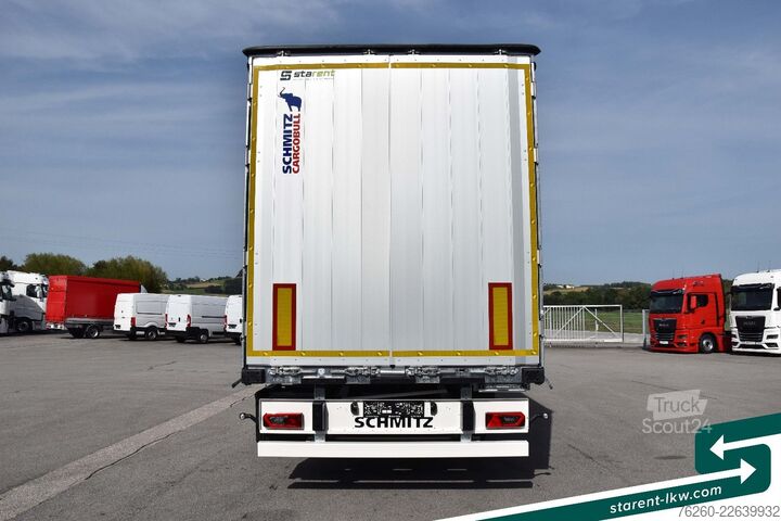 Öppen semitrailer med kapell SCHMITZ CARGOBULL Hubdach Liftachse LED XL und Getränkezert. MIETE