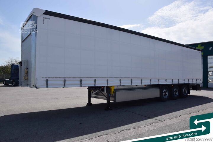 Öppen semitrailer med kapell SCHMITZ CARGOBULL Hubdach Liftachse Palettenkasten LED XL MIETE