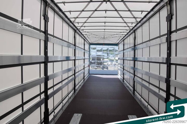 Öppen semitrailer med kapell SCHMITZ CARGOBULL Hubdach Liftachse Palettenkasten LED XL MIETE