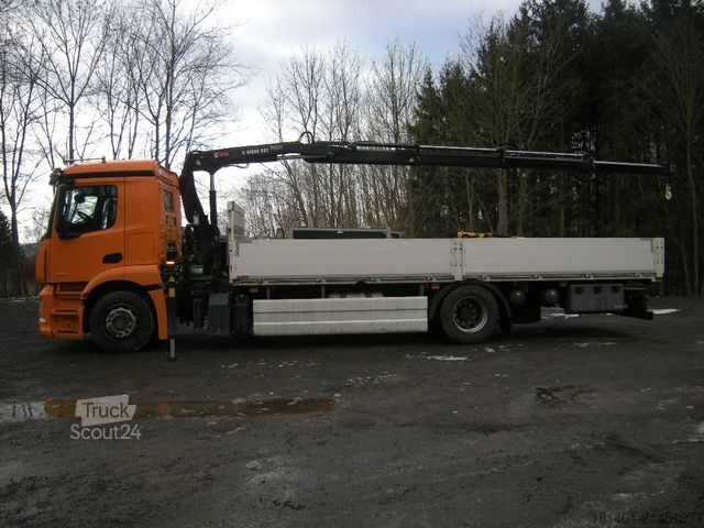 Autocarro con cassone fisso MERCEDES-BENZ ACTROS 1830, Pritsche mit Kran HIAB X-HIDUO 092B