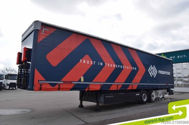 Open semitrailer with tarp KÖGEL Liftachse SAF Palettenkasten