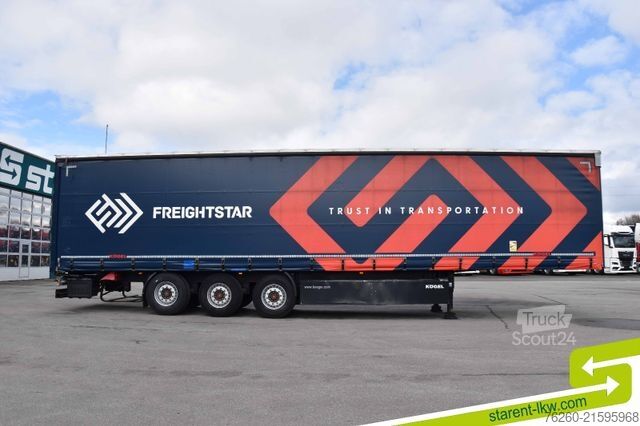 Open semitrailer with tarp KÖGEL Liftachse SAF Palettenkasten