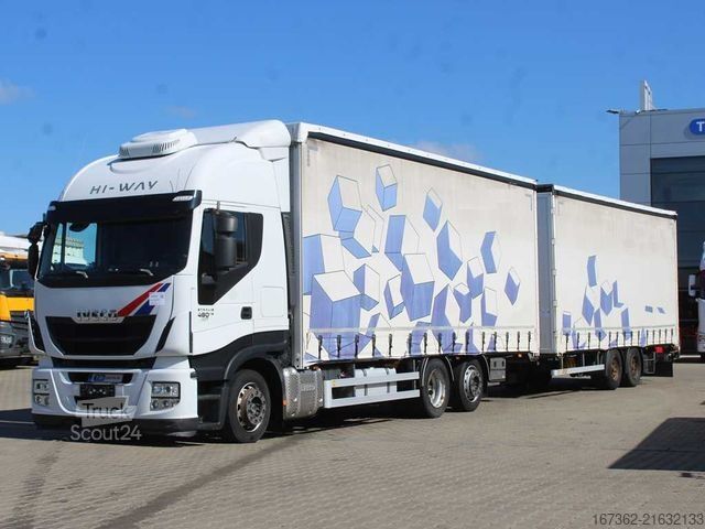 Plattewagen met zeil IVECO Stralis 480, SECONDARY AIR CONDITIONING + SVAN