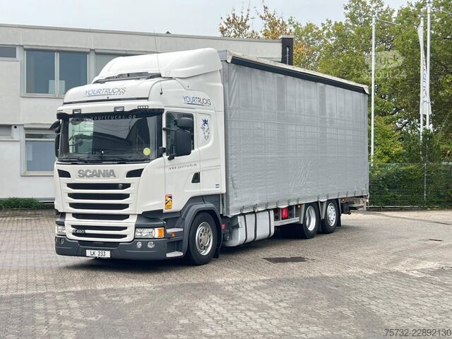 Camion plateau avec bâche Scania R 490 Plane-Jumbo Retarder Edscha LBW Lenkachse