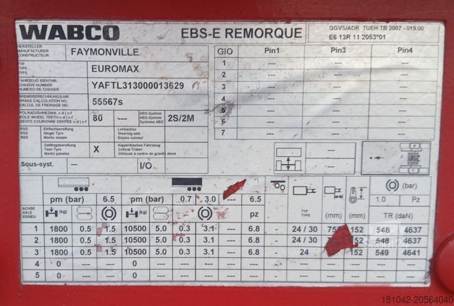 Semi-remorque FAYMONVILLE Euromax STN-3UB