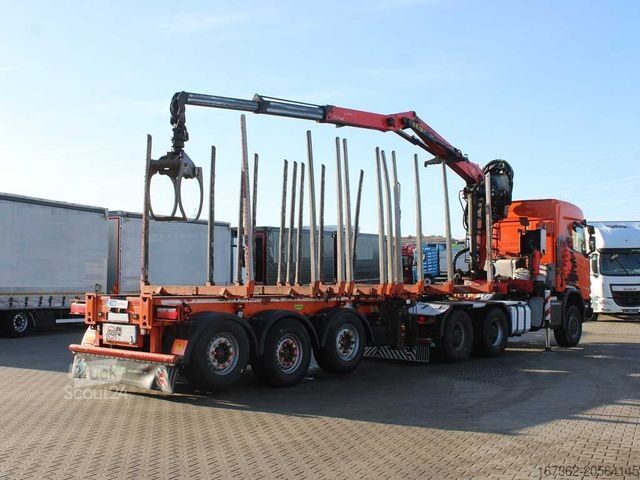 Autocamion pentru transport bușteni SCANIA R500, 6x6, OPTICRUISE, PALFINGER EPSILON Q170Z96