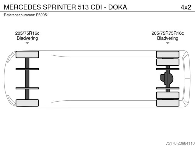 Платформенный фургон с двойной кабиной MERCEDES SPRINTER 513 CDI - DOKA