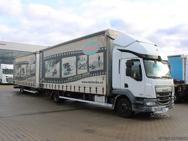 Platformas kravas automašīna ar tentu DAF LF 280 FA, SLEEPING CABIN, TRANSIT SET + PANAV