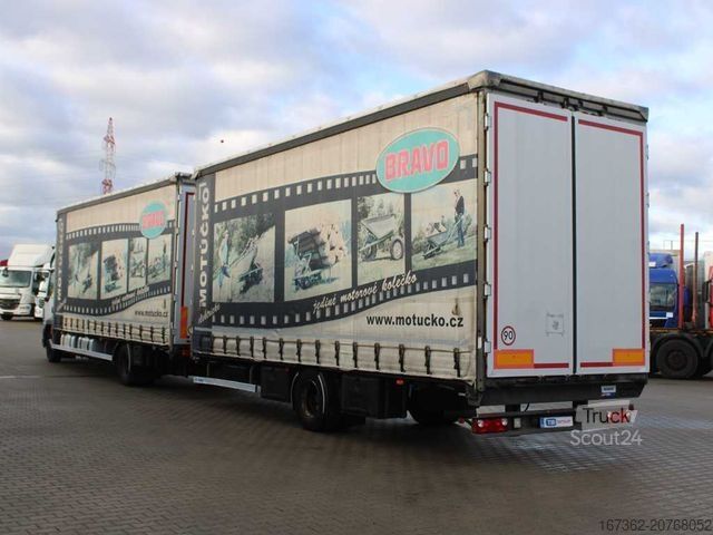 Platformas kravas automašīna ar tentu DAF LF 280 FA, SLEEPING CABIN, TRANSIT SET + PANAV