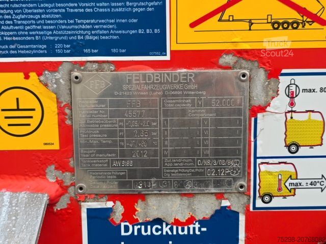 Silo sættevogn FELDBINDER KIP 52/7000/A/2 / Alu-Felgen / ADR AT / 52.000 l