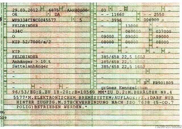 Silo sættevogn FELDBINDER KIP 52/7000/A/2 / Alu-Felgen / ADR AT / 52.000 l