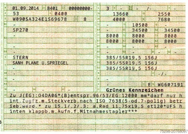 Auflieger mit Pritsche & Plane Stern SP270 / Staplerhalt./Aluklappen/Lenkachse