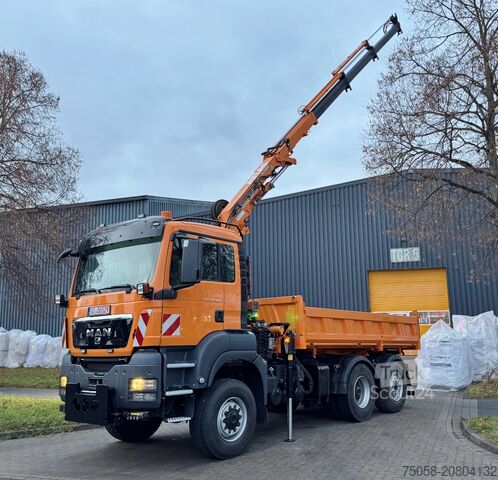 Grue montée sur camion MAN TGS 28.360 - 6x4 - 1. Hand - Kipper - Kr