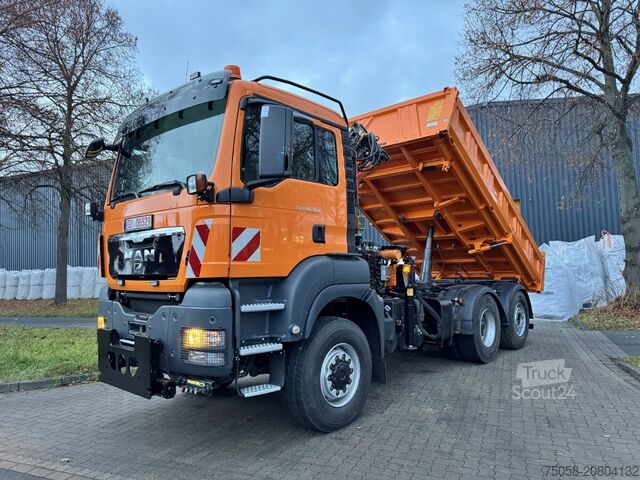 Grue montée sur camion MAN TGS 28.360 - 6x4 - 1. Hand - Kipper - Kr