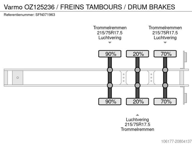 Dieplader Varmo OZ125236 / FREINS TAMBOURS / DRUM BRAKES
