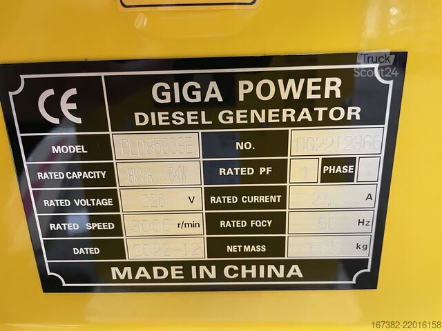 Tilslag Giga power PLD8500SE 8 kVA silent generator