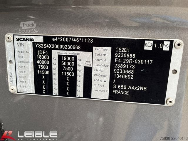 Cap tractor standard SCANIA S 650 *Hydro*Standklima*Leder*VollLuft*