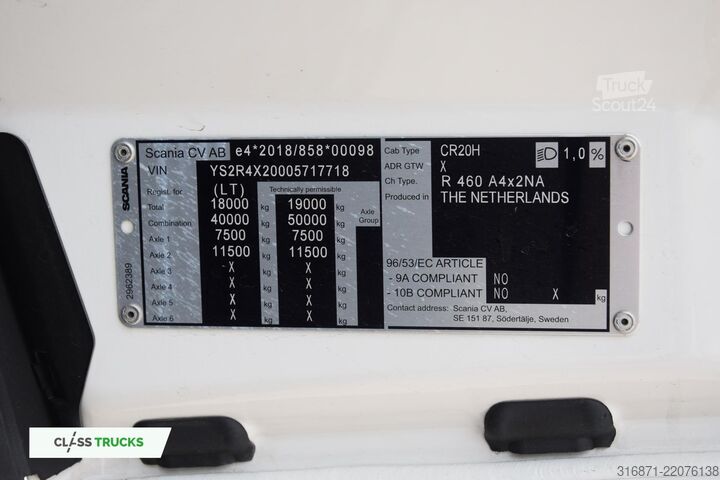 стандартный седельный тягач SCANIA R460 CR20H Cab, Adaptive Cruise Control
