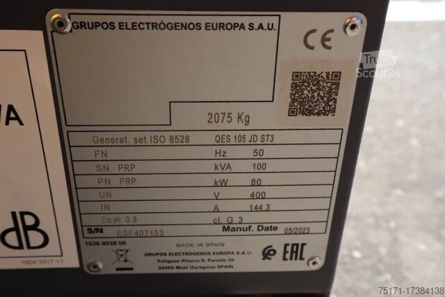 Agrégat Atlas Copco QES 105 JD ST3 Valid inspection, *Guarantee! Diese