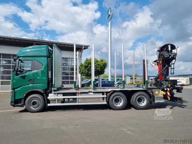 Transportador de madeira Iveco X-WAY AS300X57ZP ON+ 6x4 Palfinger Epsilon M12 Z