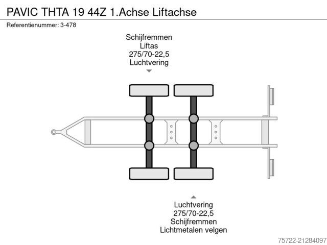 Faanyagszállító PAVIC THTA 19 44Z 1.Achse Liftachse