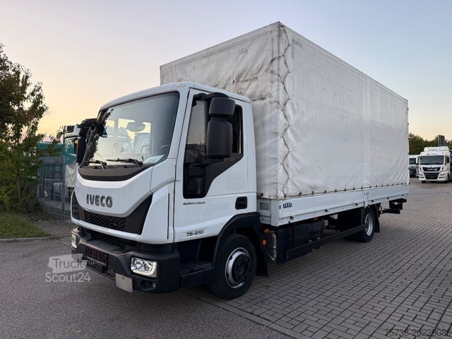 Gardinsided kassevogn IVECO EuroCargo 75E21 Pritsche+Plane+LBW/Klima/3-Sitze