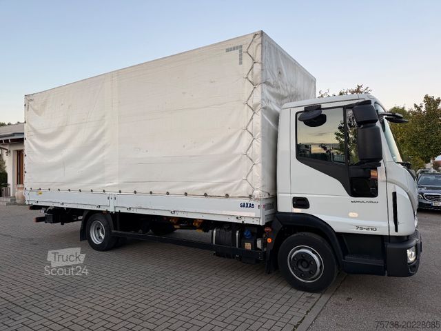 Dodávka s plachtovou bočnicou IVECO EuroCargo 75E21 Pritsche+Plane+LBW/Klima/3-Sitze