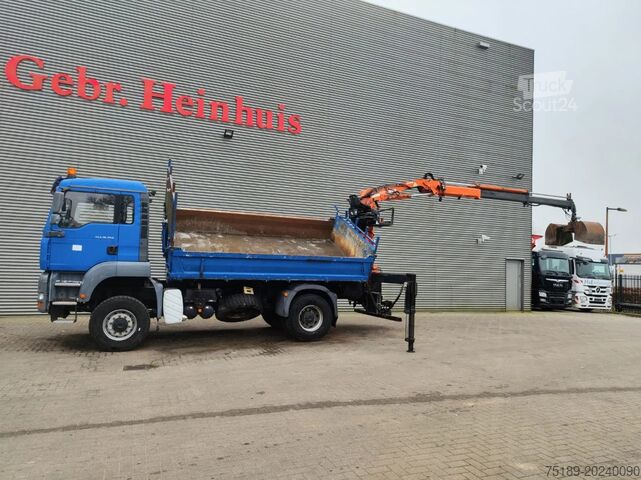 Kranwagen MAN TGA 18.350 4x4 Meiller 3 Seitenkipper Atlas 105...
