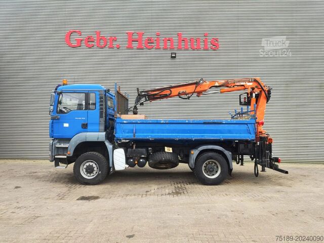 Kranwagen MAN TGA 18.350 4x4 Meiller 3 Seitenkipper Atlas 105...