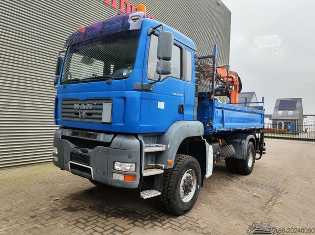 Kranwagen MAN TGA 18.350 4x4 Meiller 3 Seitenkipper Atlas 105...
