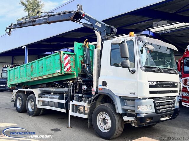 Containertransport (haakarmsysteem) DAF CF 85.410 ATE, Hiab 166-3, 6x4 Big axle, Steel ...