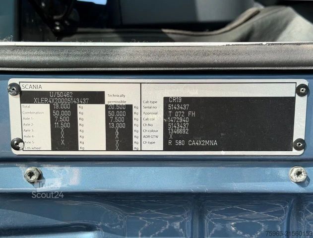 Tracteur routier standard SCANIA R580 V8 MANUAL GEARBOX RETARDER ANALOGUE TACHO