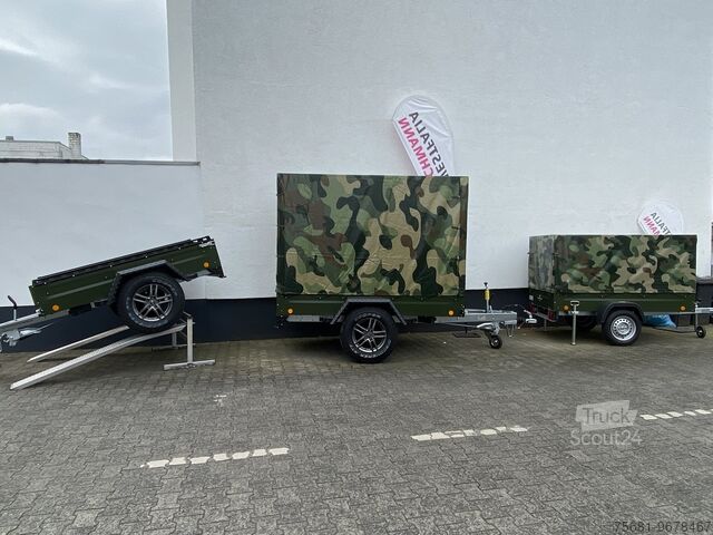 Tpv Trailers TL-EB3 Offroad Bronzegrün inkl. Hochplane Camouflage Volldruck 1500mm