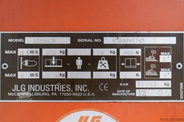 Scharnierende telescopische hoogwerker JLG 1250AJP Diesel, 4x4x4 Drive, 40.1m Working Height,