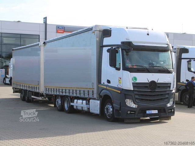 Camion plateau avec bâche MERCEDES-BENZ Actros 2542, 6X2, LIFTING AXLE + PANAV TVK18M